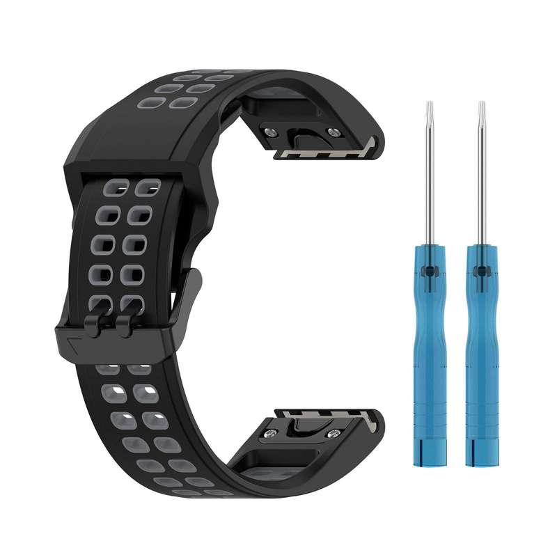 For Garmin Fenix 7S / 6S / 5S Two-color Silicone Watch Band(Black Grey)