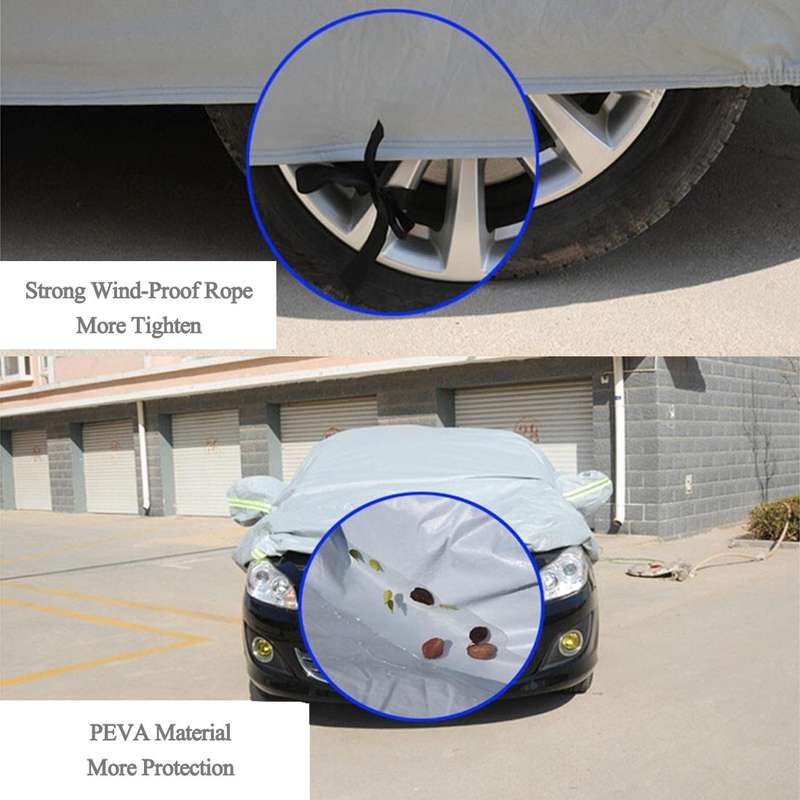 PEVA Anti-Dust Waterproof Sunproof Sedan Car Cover with Warning Strips, Fits Cars up to 4.9m(191 ...