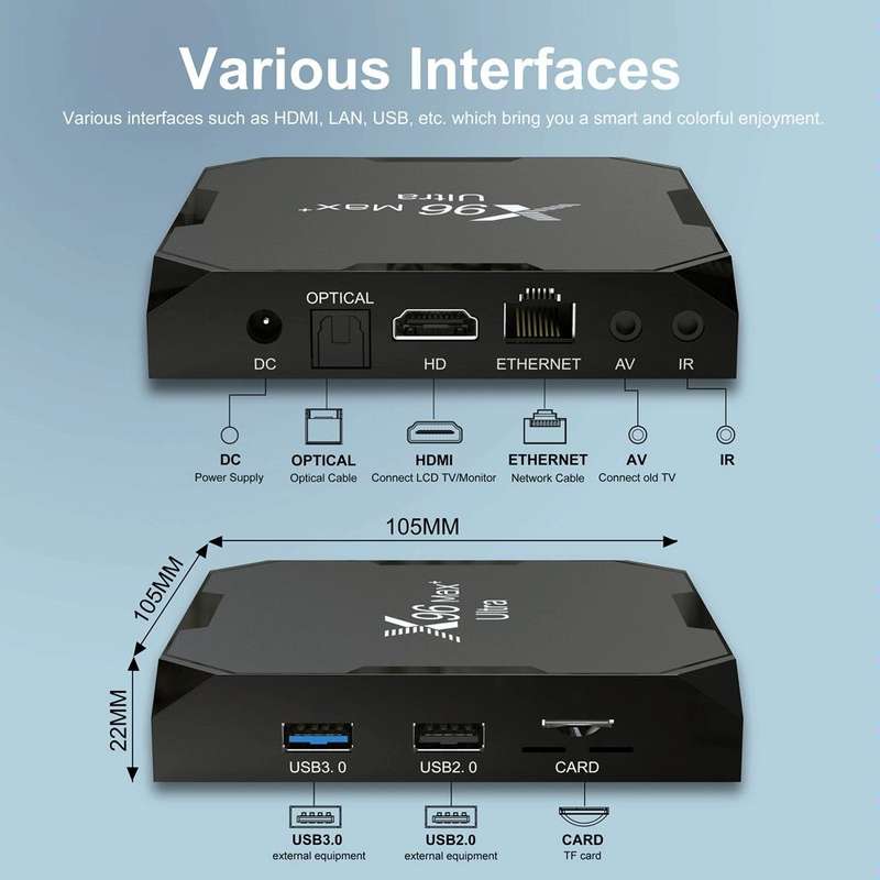 X96 Max+ Ultra 4GB+64GB Amlogic S905X4 8K Smart TV BOX Android 11.0 Media Player, Plug Type:UK Plug