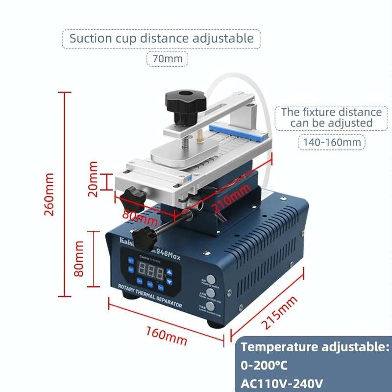 Kaisi 946 Max Double Vacuum Pumps LCD Separator Rotating Thermal Machine, US Plug