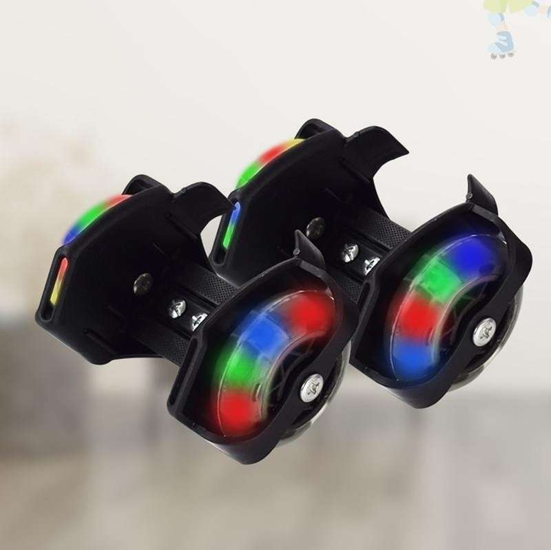 1 Pair Children Roller Skates Accessories Adjustable Three-color Luminous Wheel(Black)