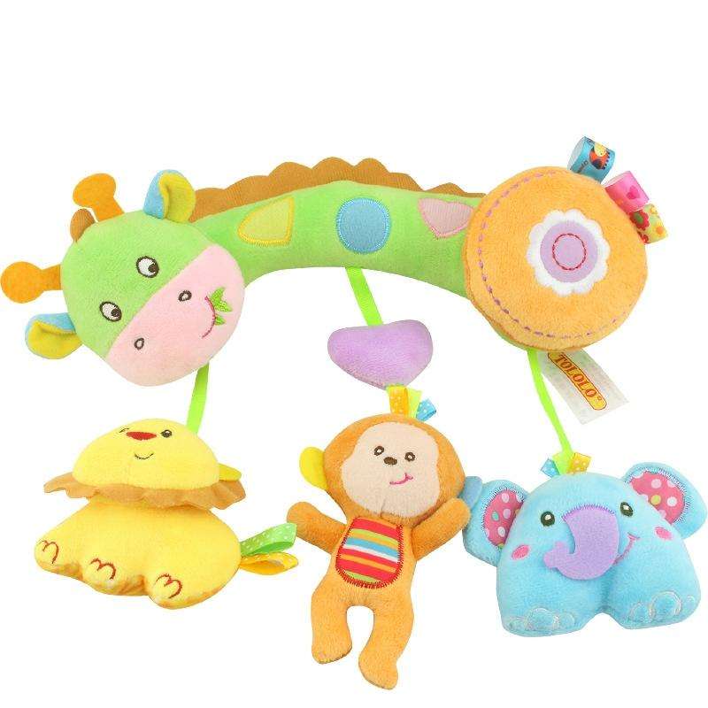 Baby Toys 0-1 Year Old Animal Bed Bells Soothing Plush Toys Baby Rattles Baby Carriage Hanging(A ...