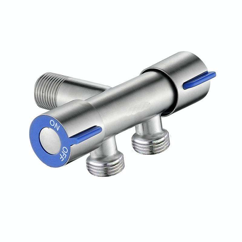 Stainless Steel One-In-Two-Out Multi-Function Three-Way Valve Faucet, Specification: Double 4-poi...