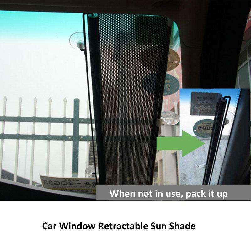 Retractable Car Window Sun Shade for Automobile Back Windshield, Size: 125cm x 45cm, Random Color...