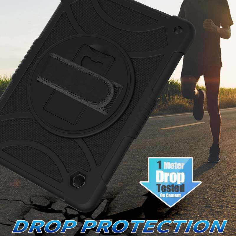 For Samsung Galaxy Tab A8 10.5 2021 Rotary Grab Silicone + PC Tablet Case(Black)