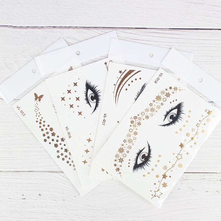 20 PCS Waterproof Bronzing Face Tattoo Stickers Party Masquerade Face Stickers(VS-033)