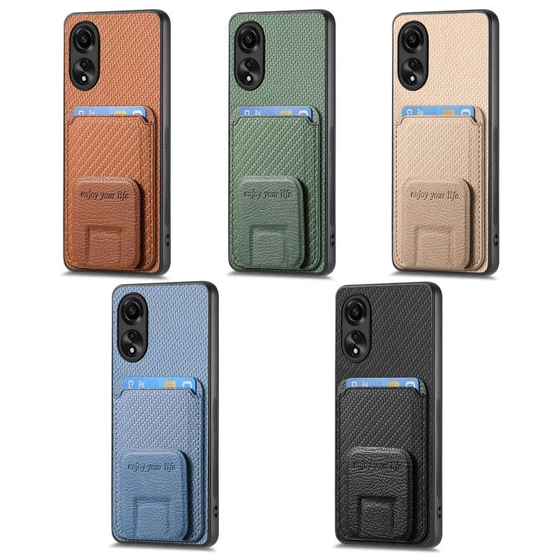 For OPPO A79 5G Carbon Fiber Card Bag Fold Stand Phone Case(Black)