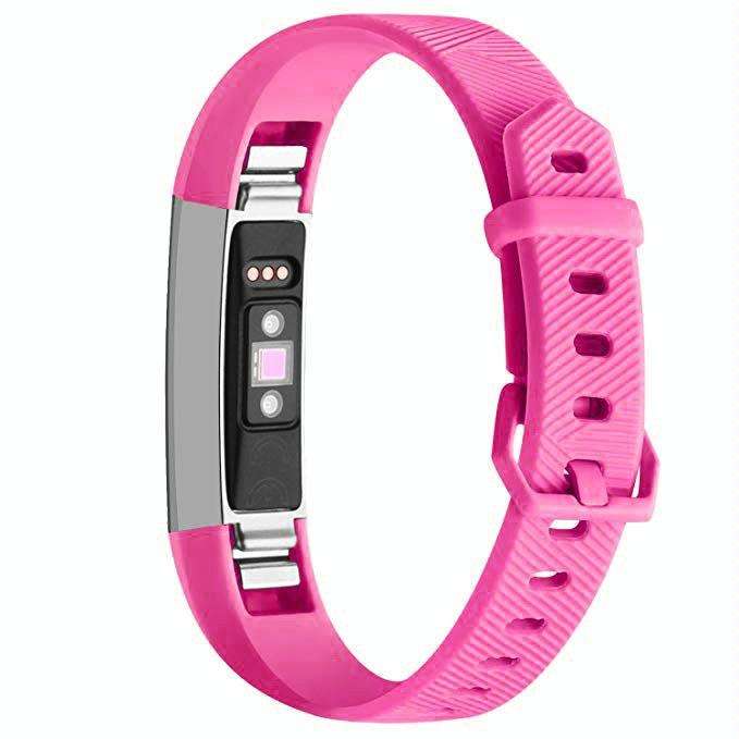 Solid Color Silicone Watch Band for FITBIT Alta / HR(Rose Red)