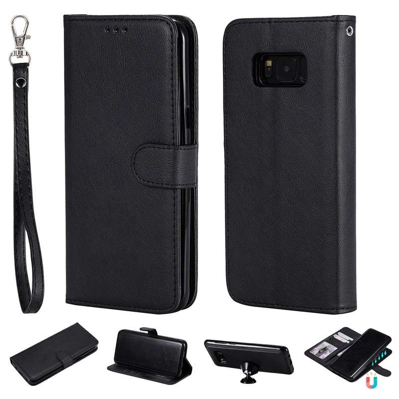 For Galaxy S8+ Solid Color Horizontal Flip Protective Case with Holder & Card Slots & Wallet & Ph...