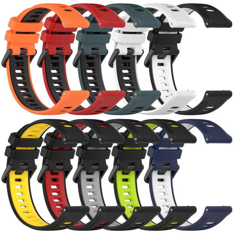 For SUUNTO 5 Peak 22mm Sports Two-Color Silicone Watch Band(Olive Green+Black)