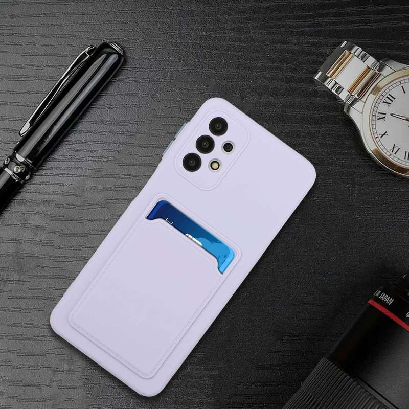 For Samsung Galaxy A32 4G Card Slot Design Shockproof TPU Protective Case(Purple)