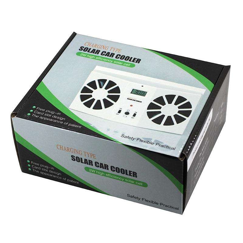 2W Solar Powered Car Auto Air Vent Cool Fan Cooler Ventilation System Radiator, with Temperature ...