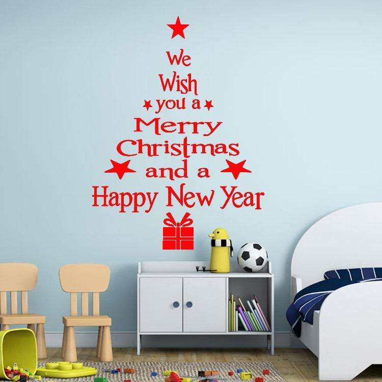 Blessing Christmas Tree Living Room Window Glass Door Removable Christmas Wall Sticker Decoration...
