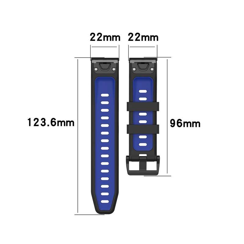 For Garmin EPIX Gen2 22mm Silicone Sports Two-Color Watch Band(Black+Blue)