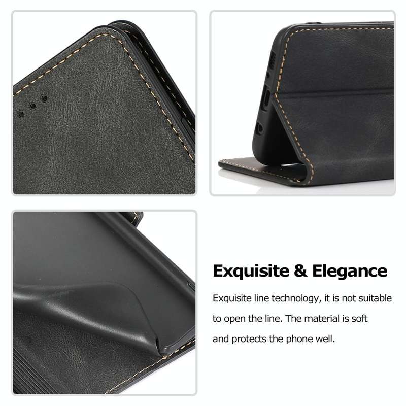 For Samsung Galaxy S8 Plus Retro Magnetic Closing Clasp Horizontal Flip Leather Case with Holder ...
