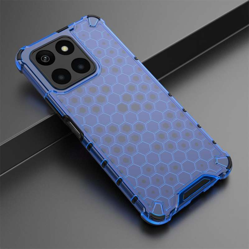 For Honor X6A 4G Shockproof Honeycomb Phone Case(Blue)