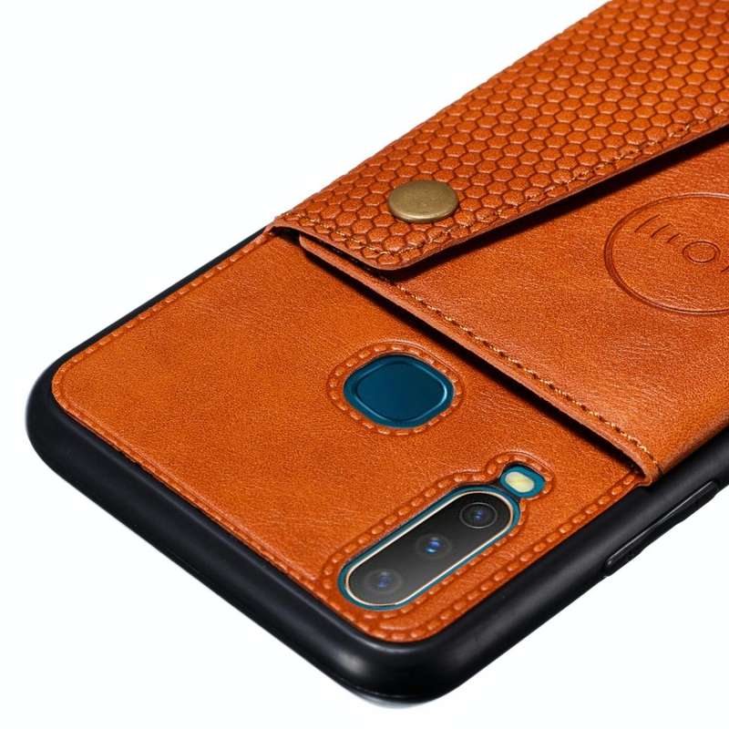 For Huawei Y7p 2020 PU + TPU Shockproof Magnetic Protective Case with Card Slots(Brown)