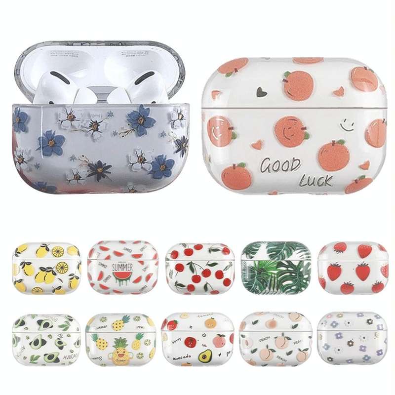 For AirPods Pro 2 Bronzing Fruit Pattern PC Earphone Hard Protective Case(Fruit Platter)