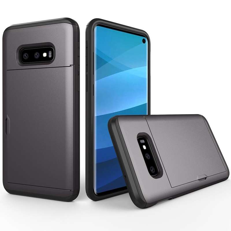 Shockproof Rugged Armor Protective Case for Galaxy S10e, with Card Slot(Grey)