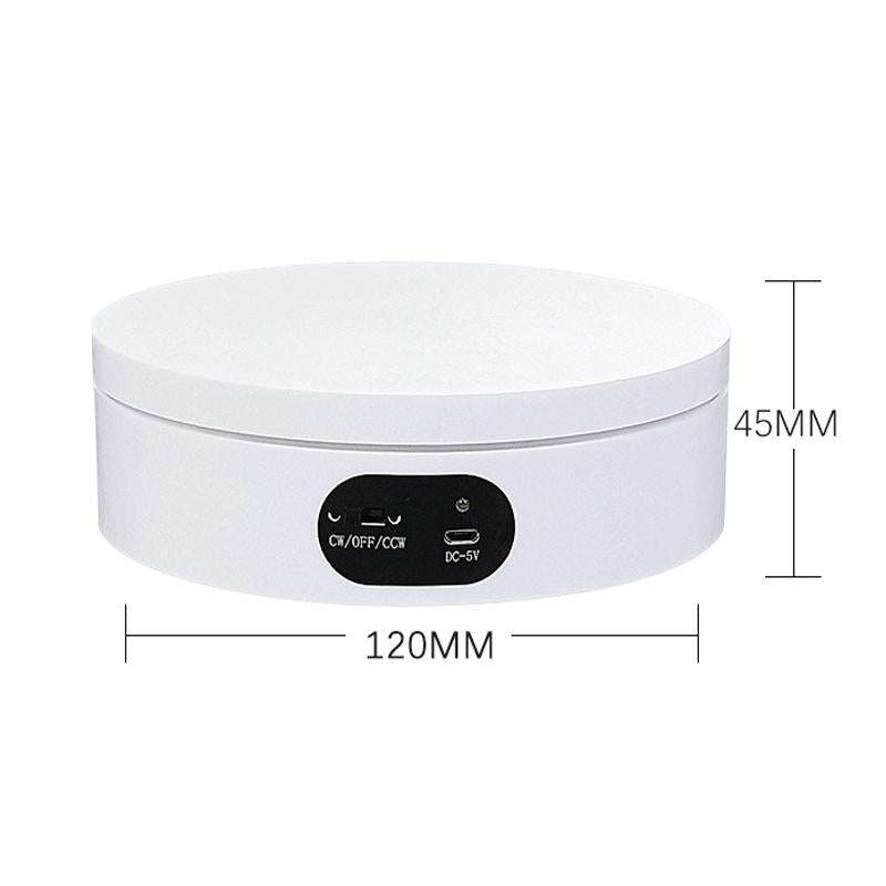 ND120 USB Automatic Rotating Camera Table Hand-Made Panoramic Display Table Turntable(White)