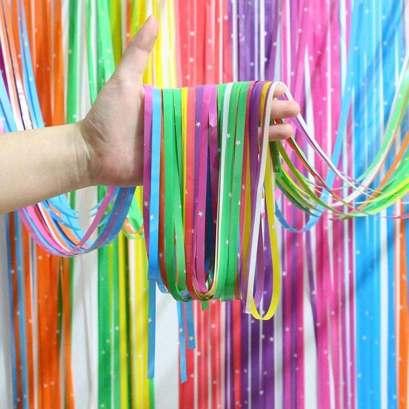 1x2.5M Splicing Color Rain Curtain Birthday Party Surprise Arrangement Props(Star)