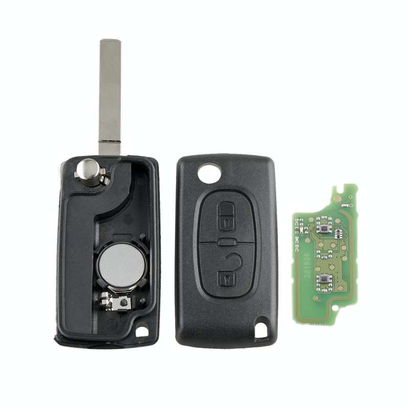 For PEUGEOT 2 Buttons Intelligent Remote Control Car Key with Integrated Chip & Battery & Holder,...