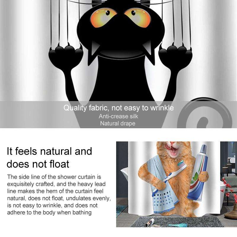 Funny Cat Series Shower Curtain Printing Polyester Waterproof Mildew Shower Curtain, Size:180x180...