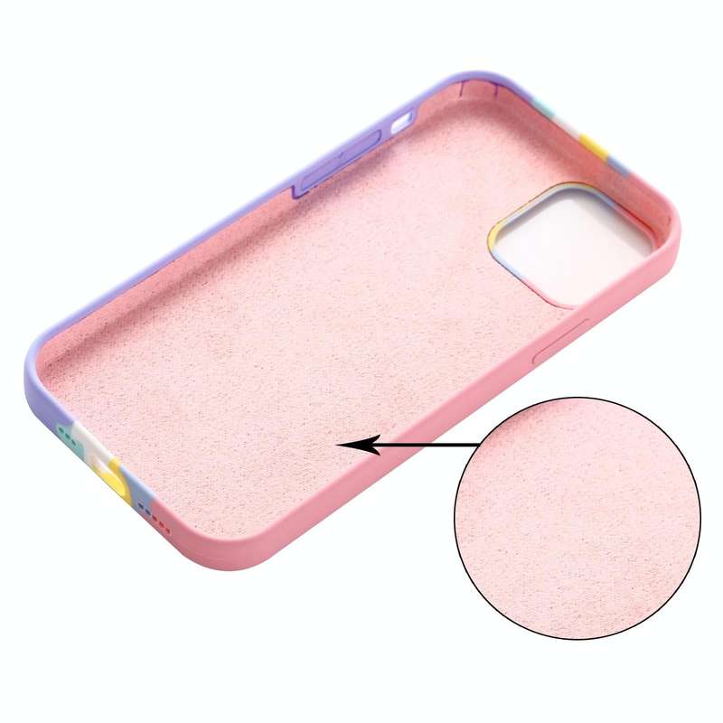 For iPhone 15 Pro Max Rainbow Liquid Silicone Phone Case(Pink)