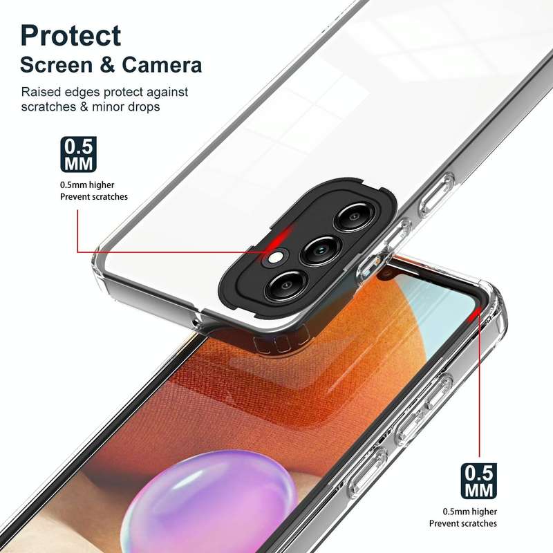 For Samsung Galaxy A14 5G 3 in 1 Clear TPU Color PC Frame Phone Case(Black)
