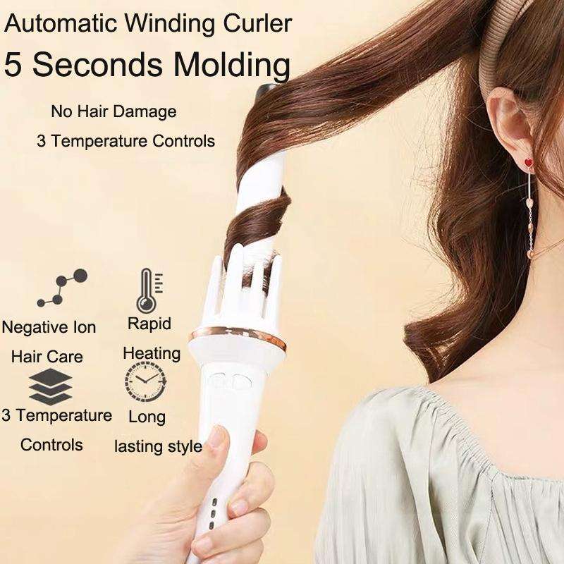 Automatic Curling Iron With Bi-Directional Rotating Ceramic Glaze Coating Hair Care, Plug: EU Plu...