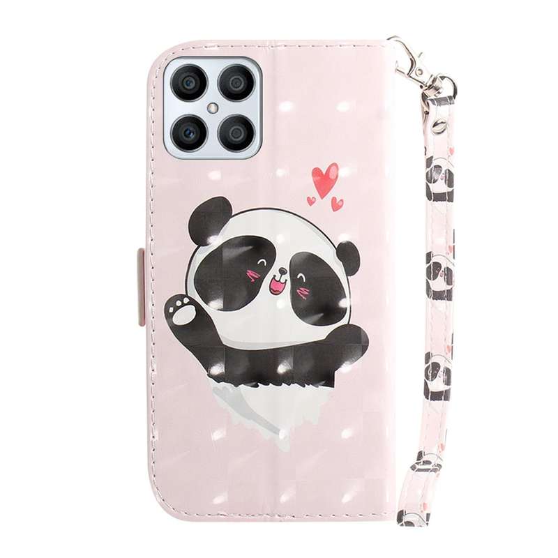 For Honor X8 3D Colored Horizontal Flip Leather Phone Case(Heart Panda)