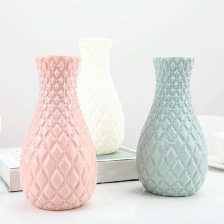 Dry and Wet Flower Arrangement Container Hydroponic Plastic Vase Home Desktop Furnishings(Milk Wh...