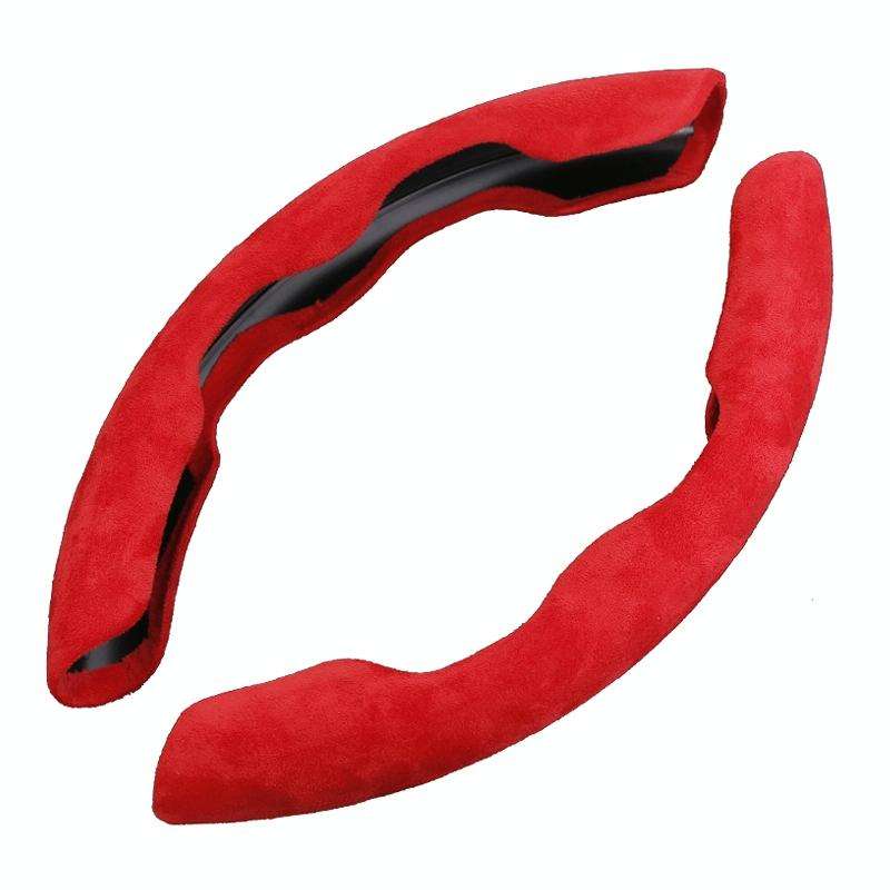 Car Universal Suede Steering Wheel Cover (Red)