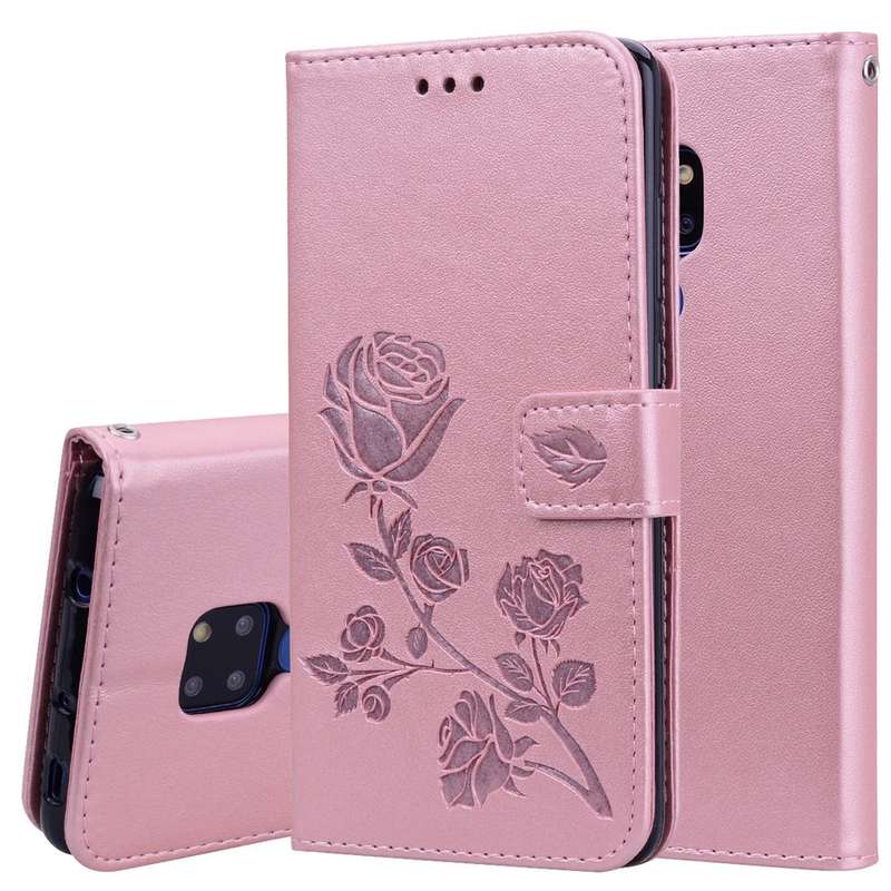Rose Embossed Horizontal Flip PU Leather Case for Huawei Mate 20, with Holder & Card Slots & Wall...