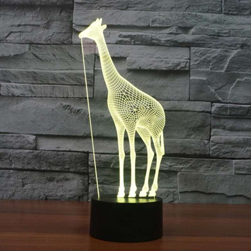 Giraffe Style 3D Touch Switch Control LED Light , 7 Color Discoloration Creative Visual Stereo La...