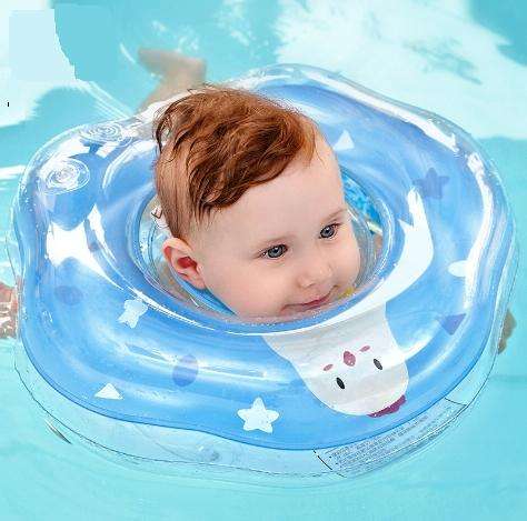 Cute Cartoon Chick Pattern Transparent PVC Adjustable Inflatable Baby Swimming Float Ring Neck Ri...