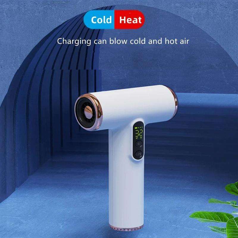 Wireless Rechargeable Hair Dryer with 3 Levels Wind Speed/ Temperature Adjustable(White)