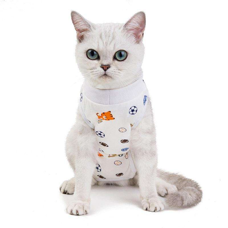 Female Cat Breathable And Anti-Licking Sterilization Clothing, Size: L(Football)
