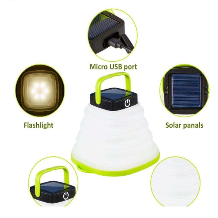Folding Solar Lamp Outdoor Camping Tent Lamp LED Camping Lamp(Green)