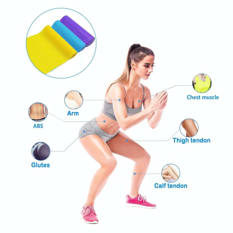 3 In 1 TPE Yoga Stretch Sheet Fitness Elastic Band Resistance Band Strength Training Stretch Band...