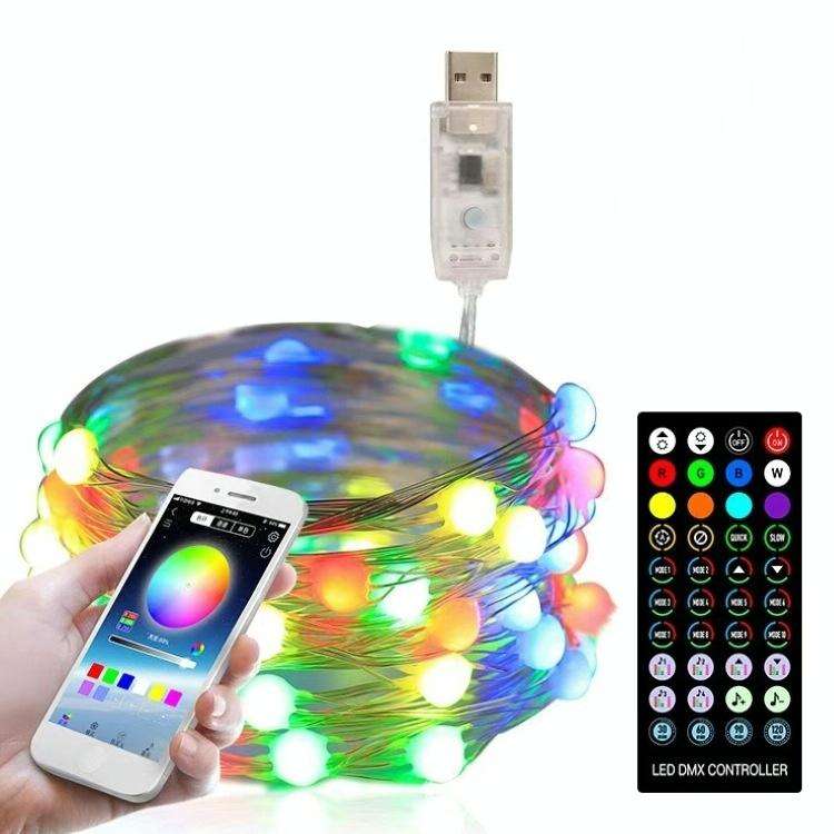 Christmas Decoration USB Copper Wire String Light Remote Controller & Bluetooth Mobile APP Contro...