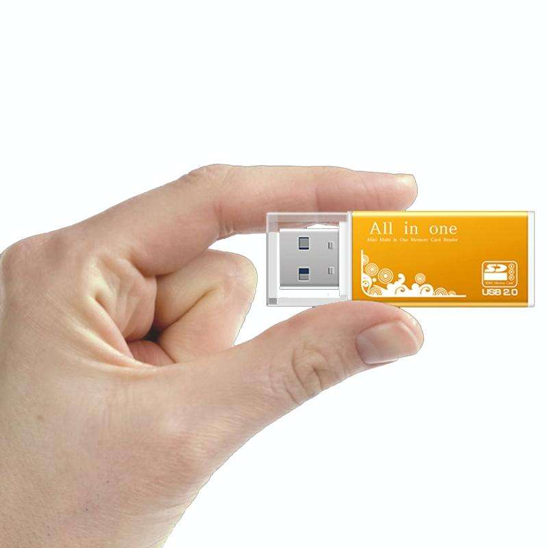 Multi in 1 Memory SD Card Reader for Memory Stick Pro Duo Micro SD,TF,M2,MMC,SDHC MS Card(Gold)
