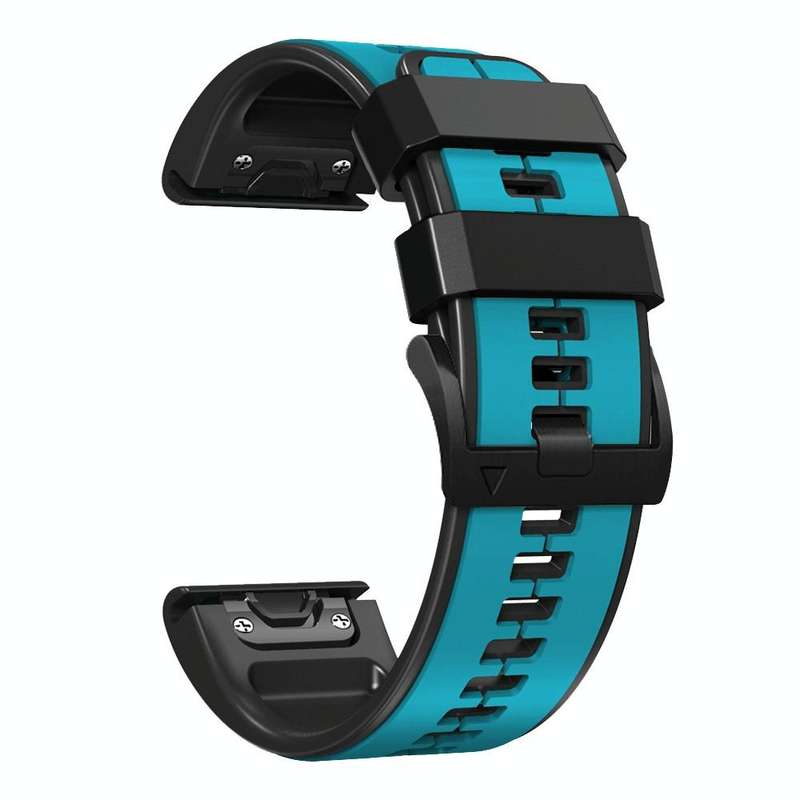 For Garmin Fenix 6 22mm Silicone Sports Two-Color Watch Band(Skyblue+Black)