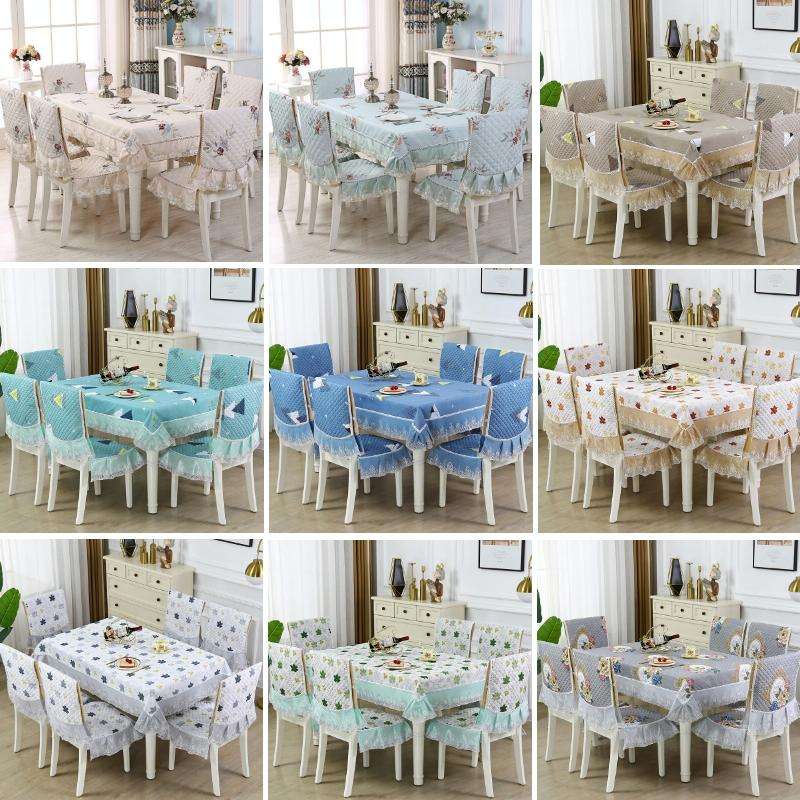 Home Dining Table/Chair Non-Slip Cover, Size: 1 Chair Cover+1 Back Cover(Triangular Blue)