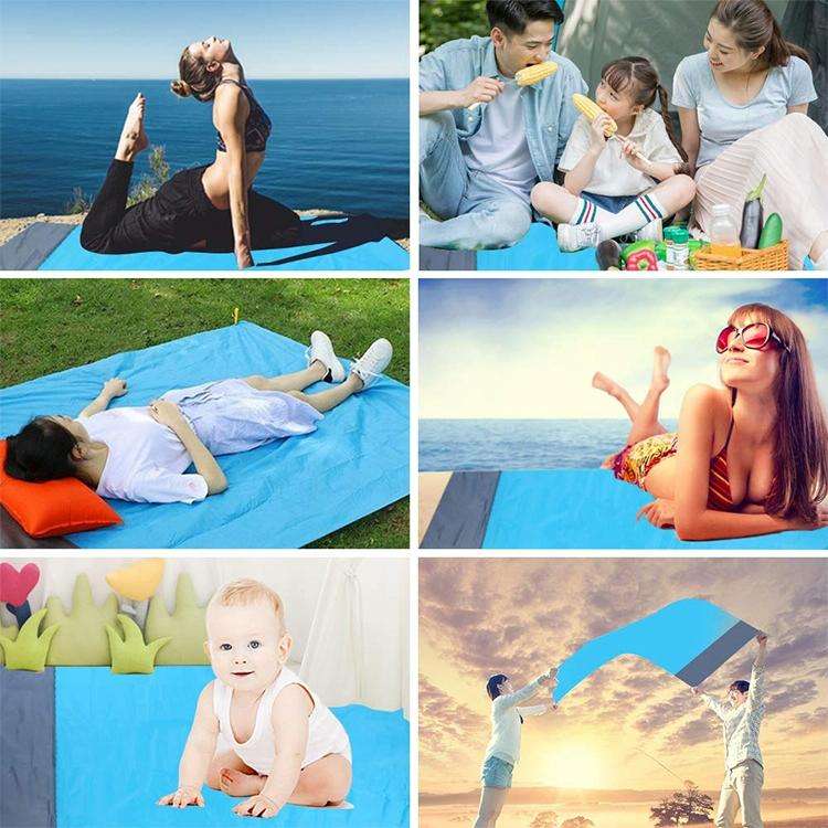 Polyester Waterproof Plaid Cloth Pocket Picnic Mat Outdoor Camping Beach Mat, Size: 2.1 x 2m(Purp...