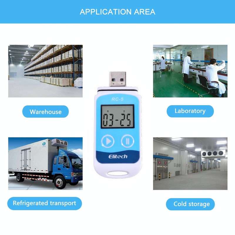 TTE35065 Digital USB Temperature Data Logger for Warehouse Storage, Refrigerated, Cold Storage an...