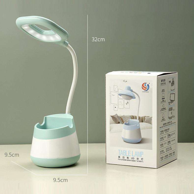 USB Charging LED Desk Light Eye Protection Lamp with Pen Holder and Phone Holder(CS276-3 Yellow)
