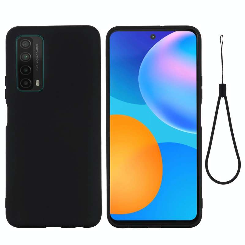 For Huawei P smart 2021 Pure Color Liquid Silicone Shockproof Full Coverage Case(Black)