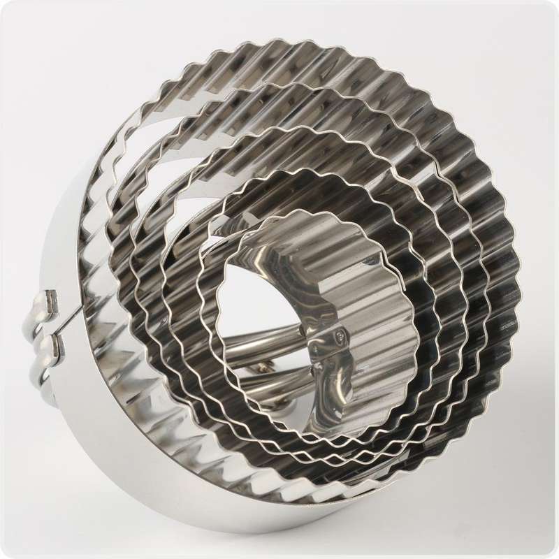 5 in 1 Stainless Steel Circular Wave Pattern Biscuit Cutter Set With Handle Fondant Tool Diameter...