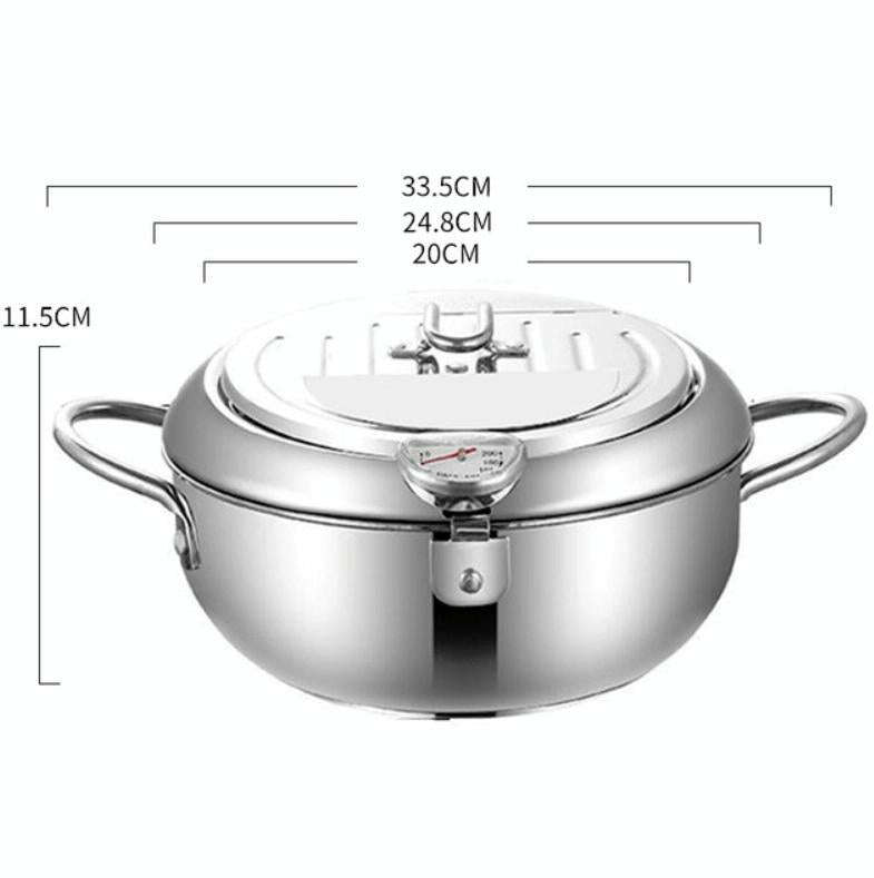 201 Stainless Steel Fryer Pot Household Temperature-controlled Multifunctional Thickening Pot, Si...